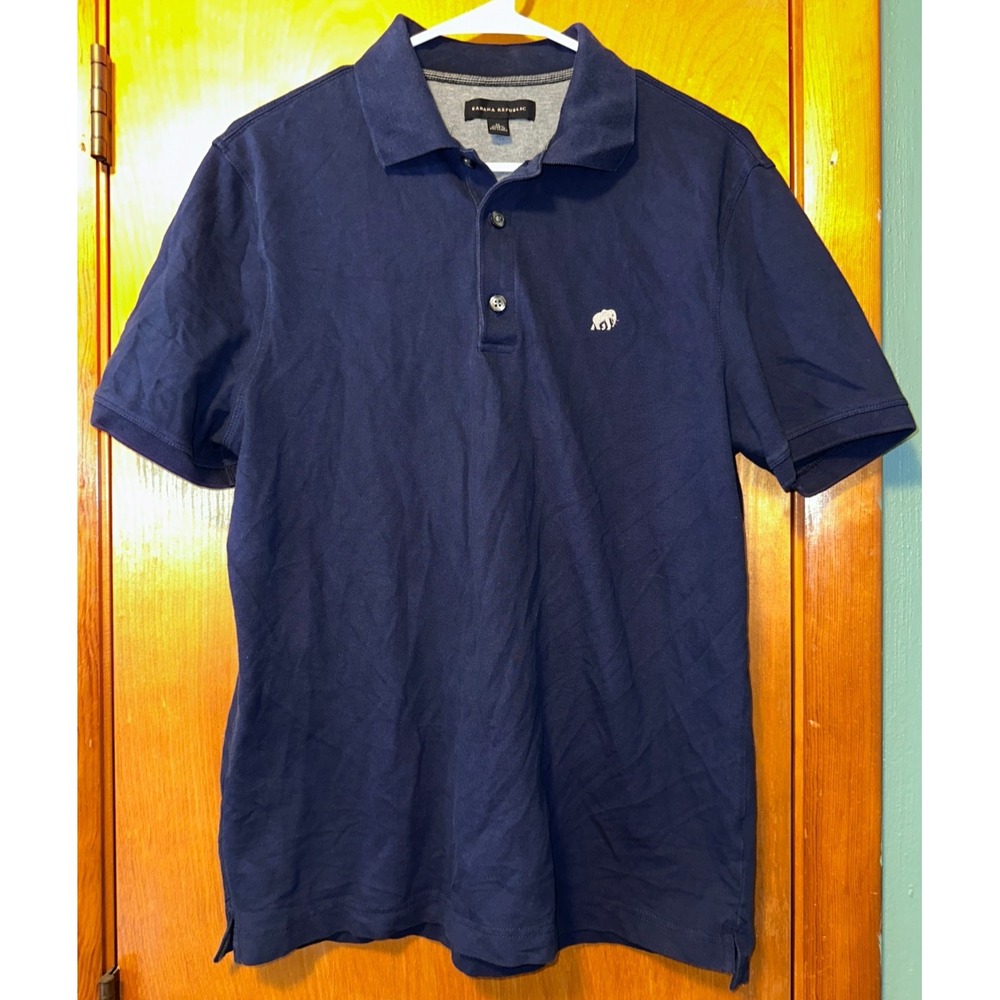Banana Republic Navy Blue Polo Shirt Elephant Logo Mens Medium